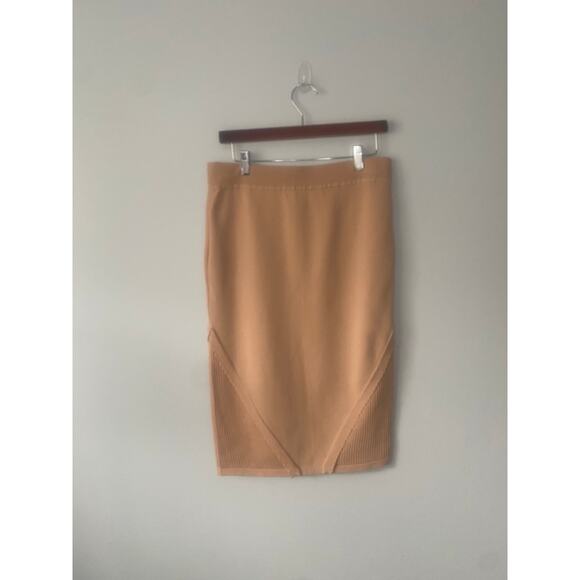 Rachel Rachel Roy Rose Taupe Sweater Pull On Pencil Scalloped Midi Skirt Large‎ - Picture 1 of 5
